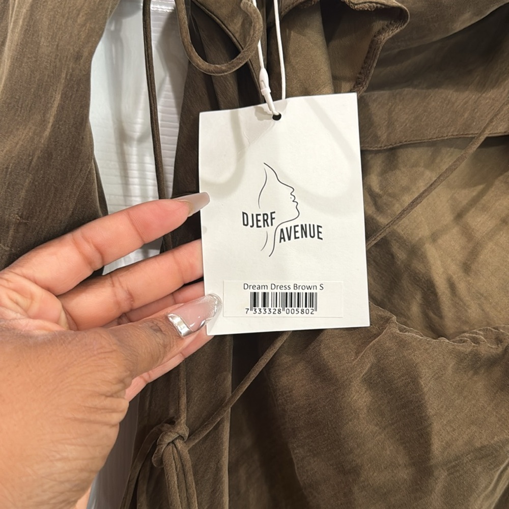 Djerf Avenue Dresm Dress Long Sleeve Mocha Sz S NWT - Picture 10 of 11